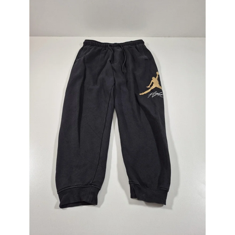 Jordan Sweatpants Mens Large Black Fleece Jogger Pants Flight Logo FD7345-011
